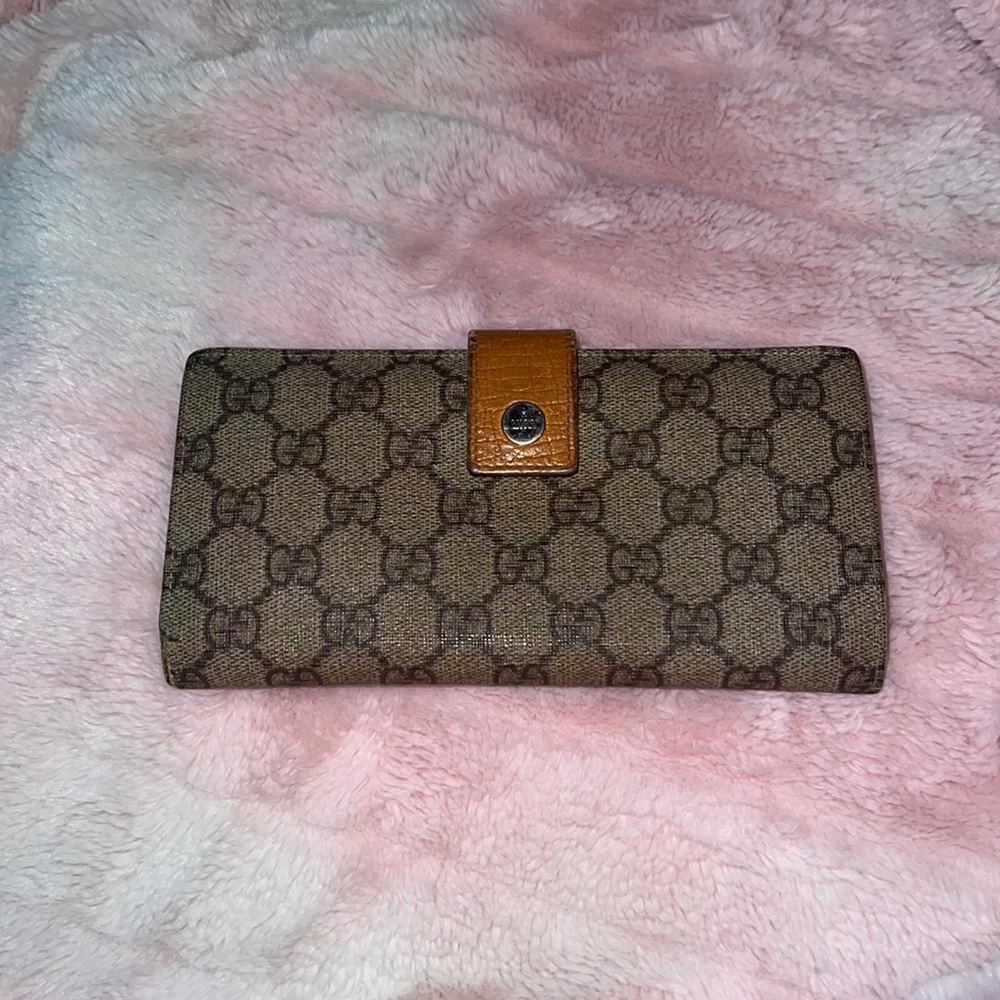 Gucci large GG canvas snap wallet